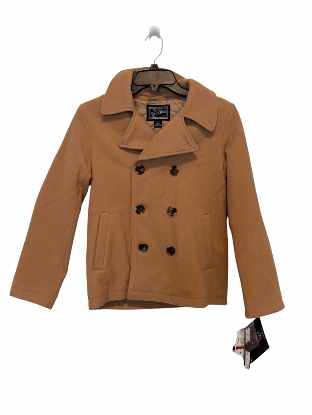 Rothschild Kids' Double-Breasted Camel Brown Peacoat Boys size 10/12